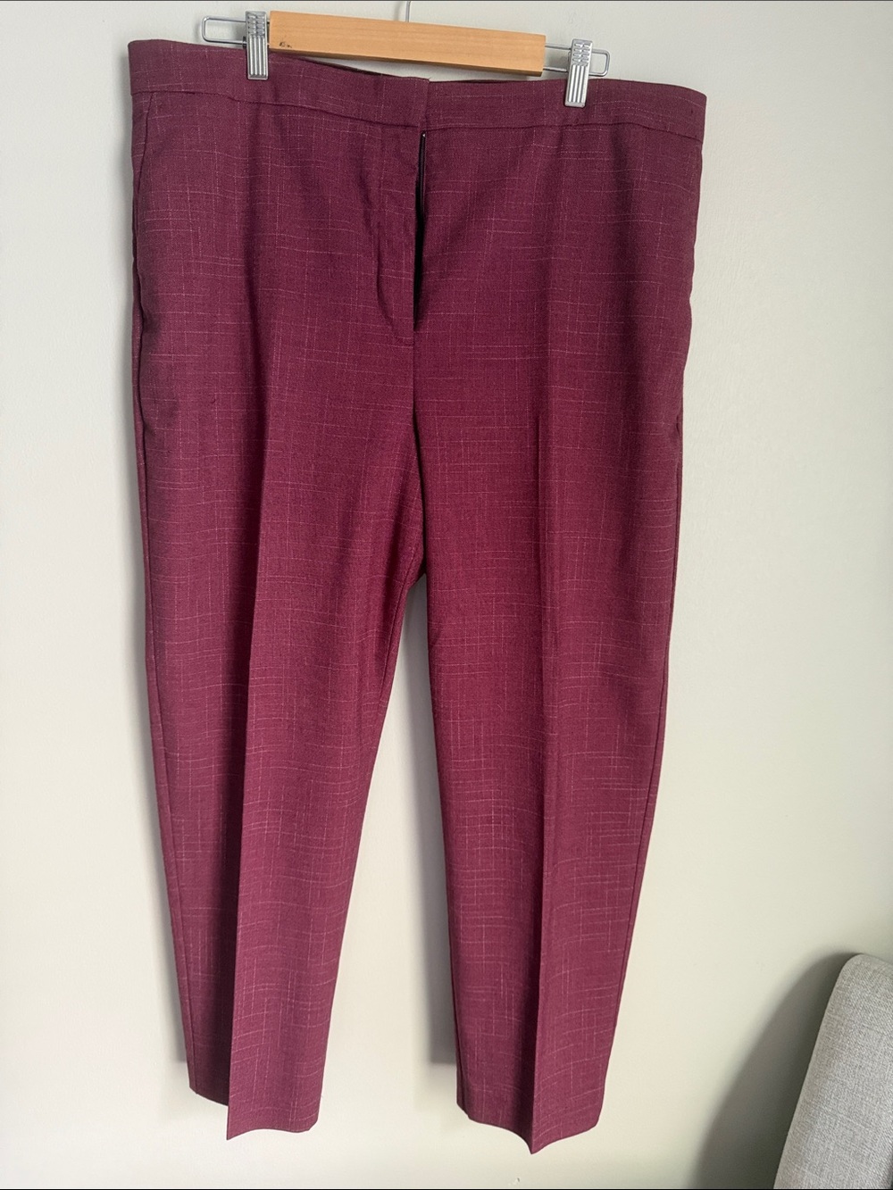 Ann Taylor Plum Textured Straight-Leg Trousers